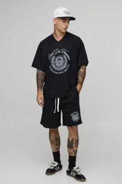boohooMAN Short De Basketball En Mesh Brodé<Homme Shorts