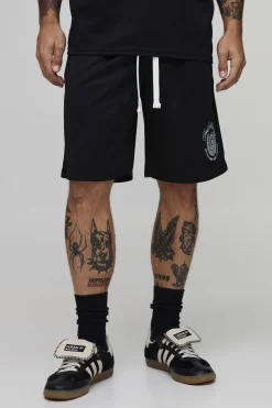 boohooMAN Short De Basketball En Mesh Brodé<Homme Shorts