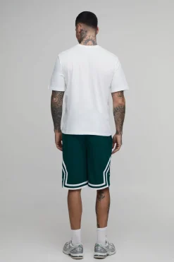 Short De Basketball Mi-long En Mesh Avec Bandes Décoratives Pour Homme Grand
