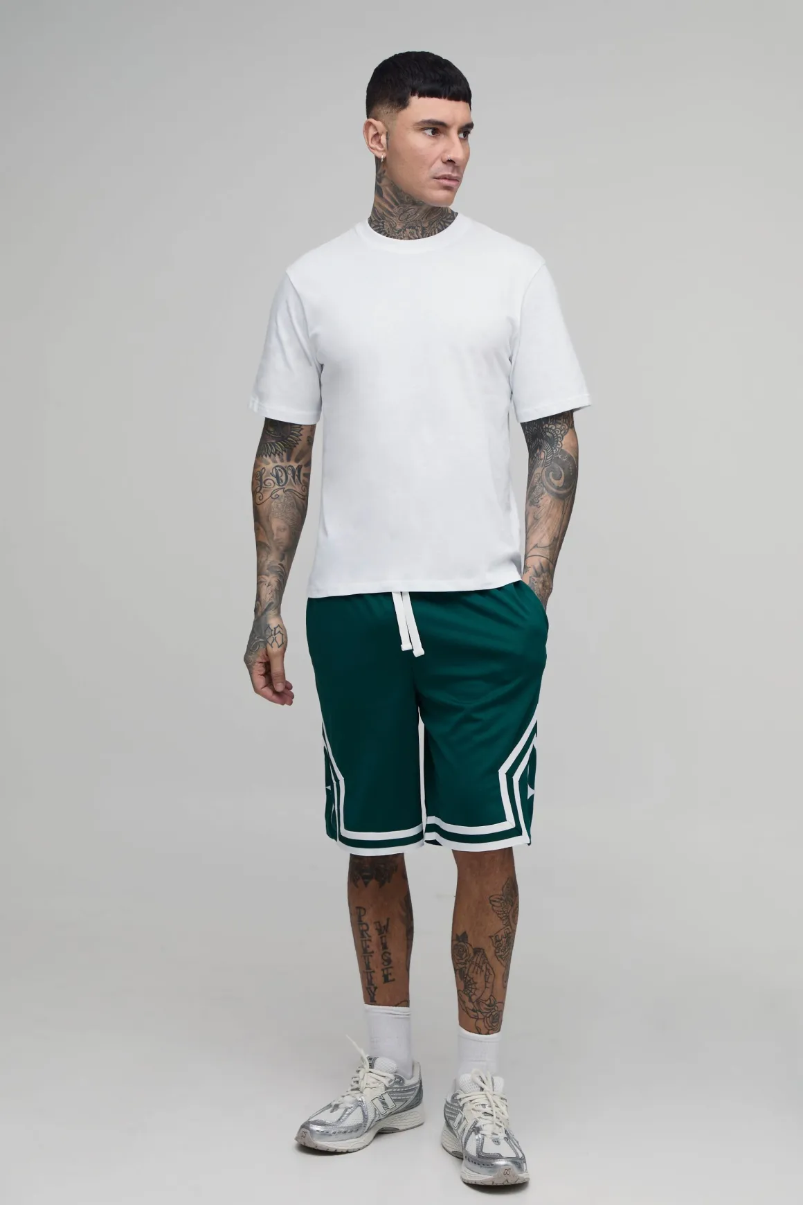 Short De Basketball Mi-long En Mesh Avec Bandes Décoratives Pour Homme Grand