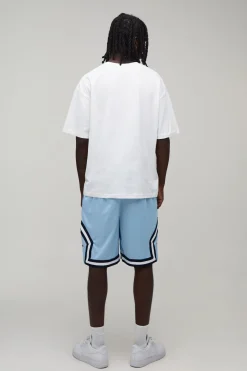 Short De Basketball Mi-long En Mesh Avec Bandes Contrastées