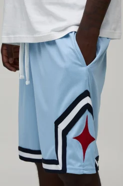 Short De Basketball Mi-long En Mesh Avec Bandes Contrastées