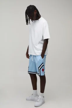 Short De Basketball Mi-long En Mesh Avec Bandes Contrastées