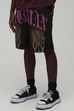 Short De Charpentier Ample Orné De Strass
