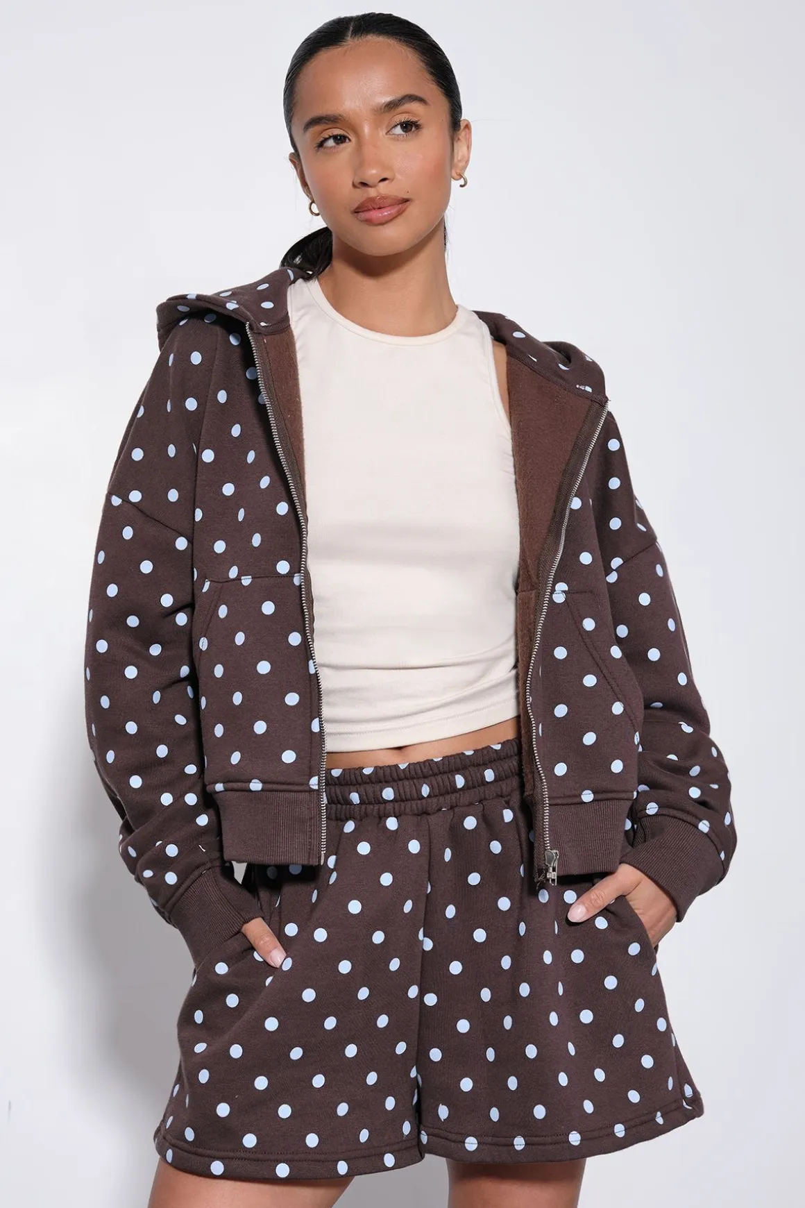 Short De Jogging Taille Haute À Pois