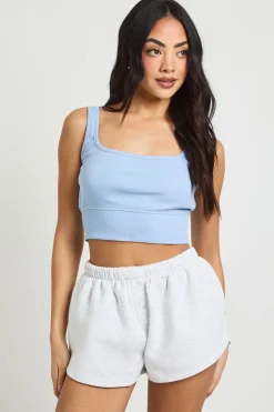 Short De Jogging Taille Mi-haute Avec Boutonnage Henley