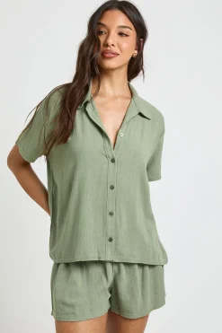 boohoo Short De Plage Aspect Lin<Femme Tenues De Plage