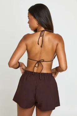 boohoo Short De Plage Effet Lin<Femme Tenues De Plage