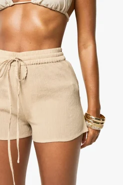 Short De Plage En Coton Froissé