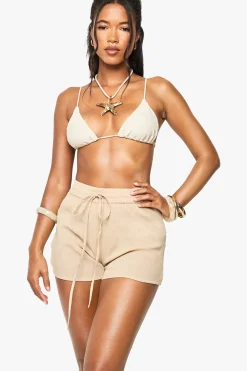 Short De Plage En Coton Froissé