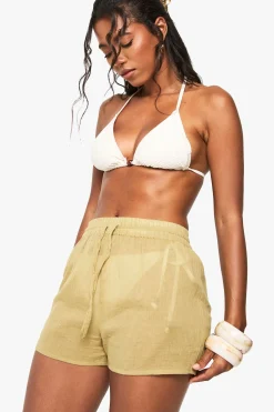 boohoo Short De Plage En Gaze De Coton<Femme Tenues De Plage