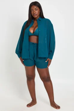 boohoo Short De Plage En Mousseline Grande Taille<Femme Tenues De Plage