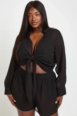 boohoo Short De Plage En Mousseline Grande Taille<Femme Tenues De Plage
