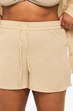 Short De Plage Grande Taille En Coton Froissé