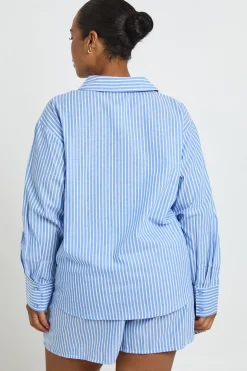 Short De Pyjama En Coton À Fines Rayures Grande Taille