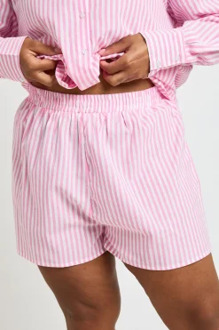 Short De Pyjama À Fines Rayures En Coton Grande Taille