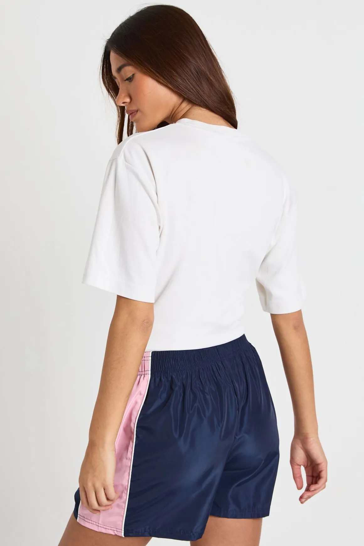 Short De Sport En Nylon Taille Haute À Panneaux Contrastés