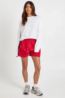 boohoo Short De Sport Taille Haute En Nylon Avec Empiècements Contrastés<Femme Survêtements|Survêtements
