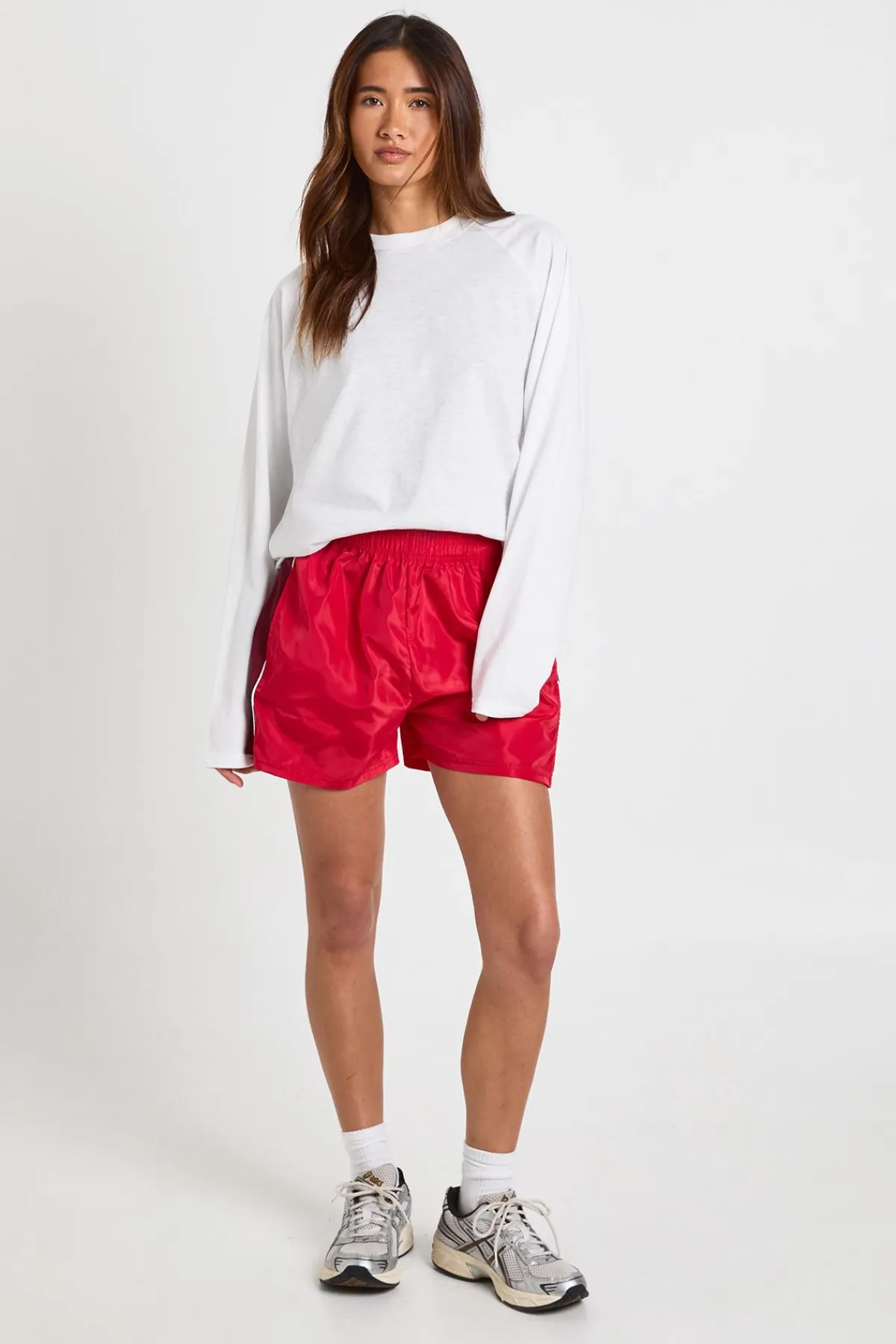 boohoo Short De Sport Taille Haute En Nylon Avec Empiècements Contrastés<Femme Survêtements|Survêtements