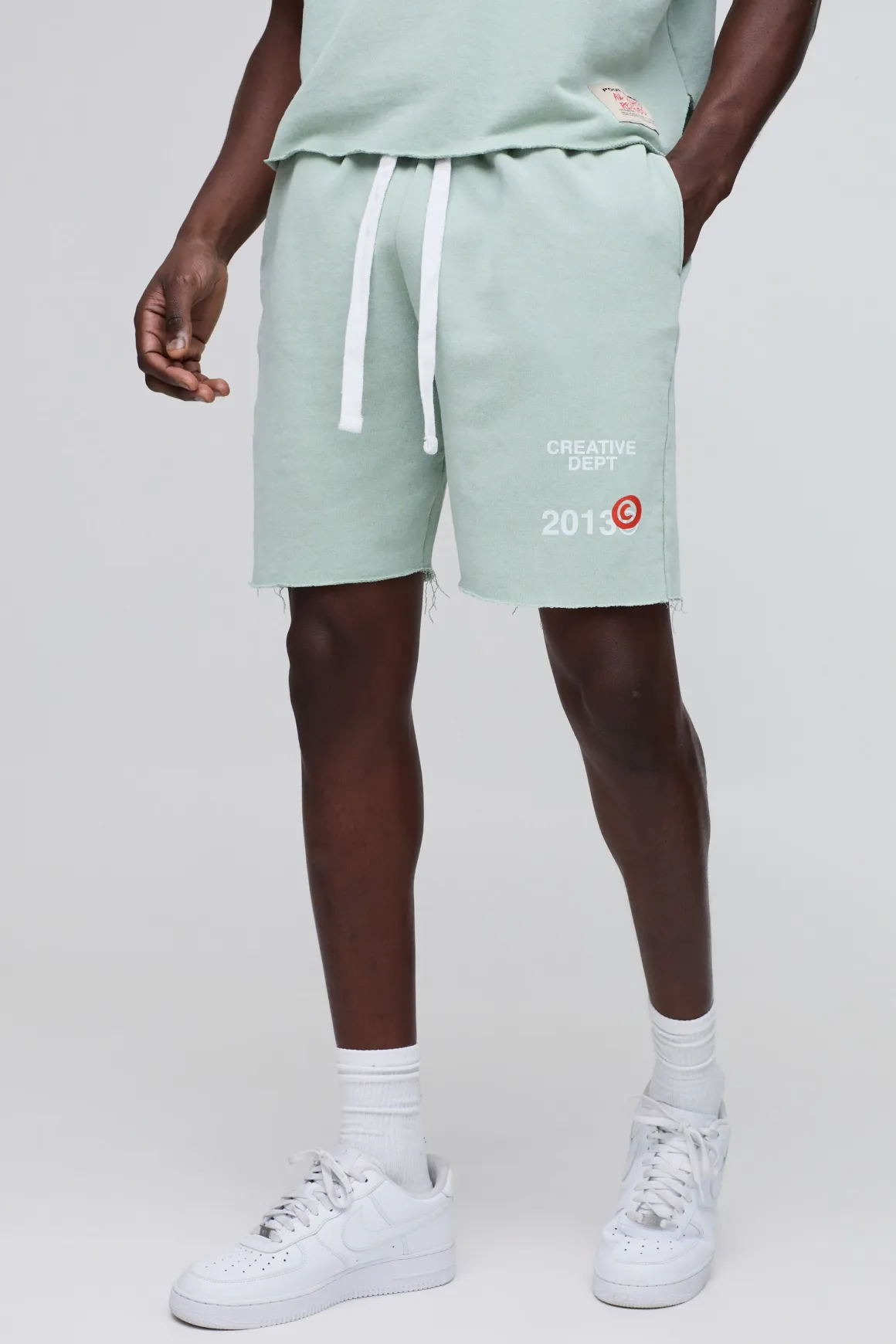 Short Délavé Imprimé Coupe Décontractée Longueur Courte
