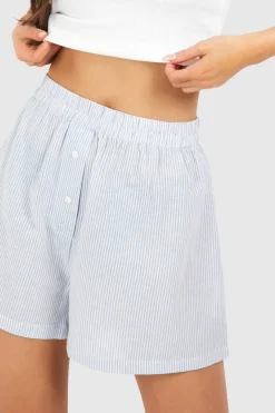 Short effet lin à fines rayures