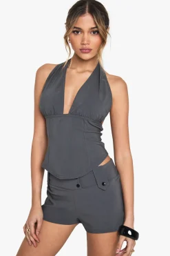 Short en bengaline à détails bouton