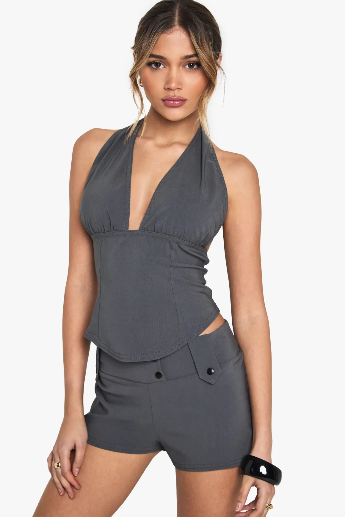 Short en bengaline à détails bouton