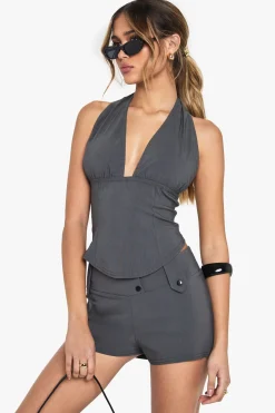 Short en bengaline à détails bouton