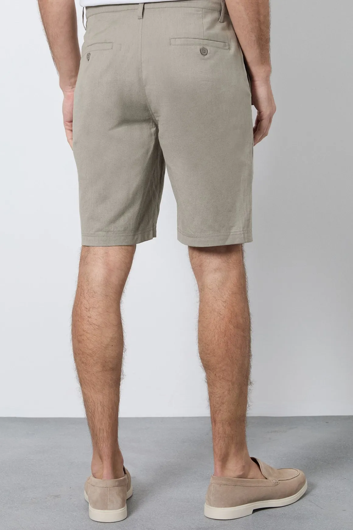 Short En Coton Lin Kaki