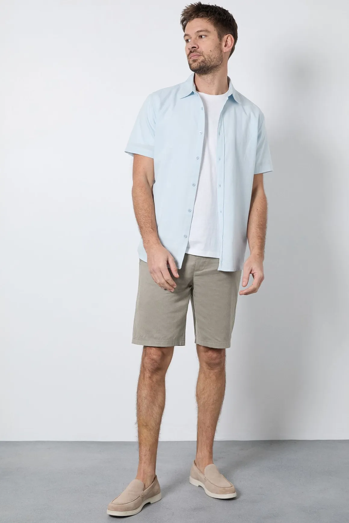 Short En Coton Lin Kaki