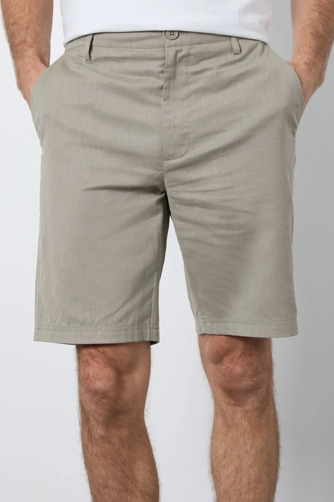 Short En Coton Lin Kaki