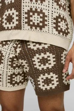 Short en crochet carré tricoté