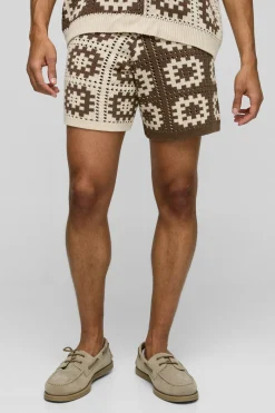 Short en crochet carré tricoté