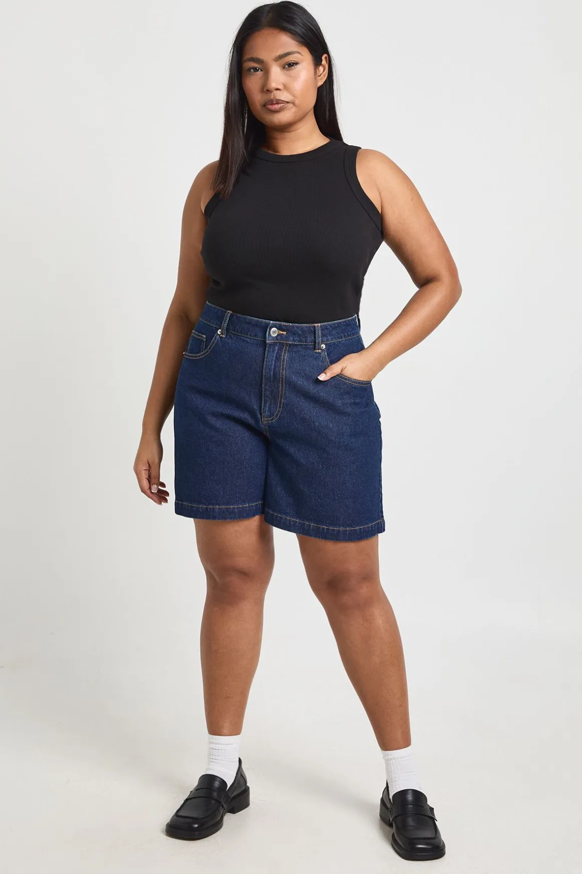 Short en denim boyfriend Plus