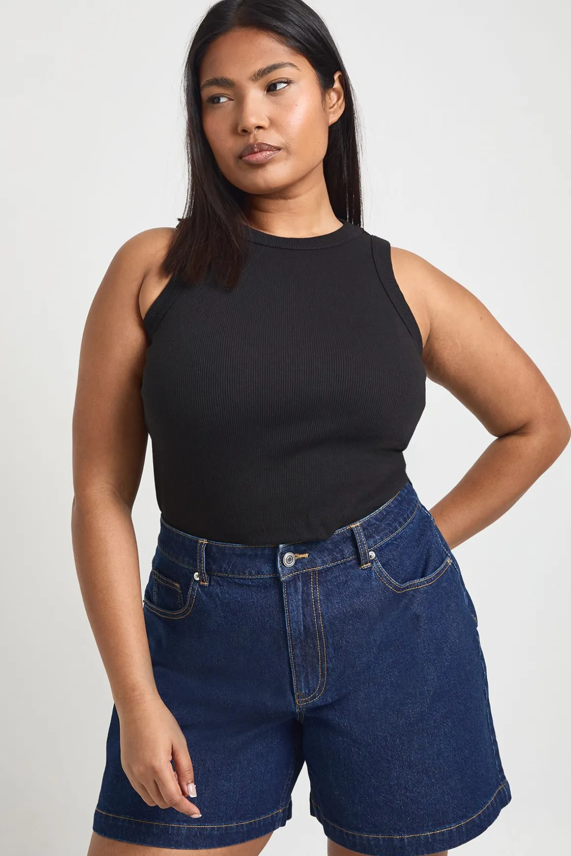 Short en denim boyfriend Plus