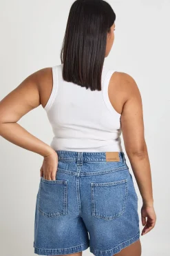boohoo Short en denim boyfriend Plus<Femme Denim|Shorts