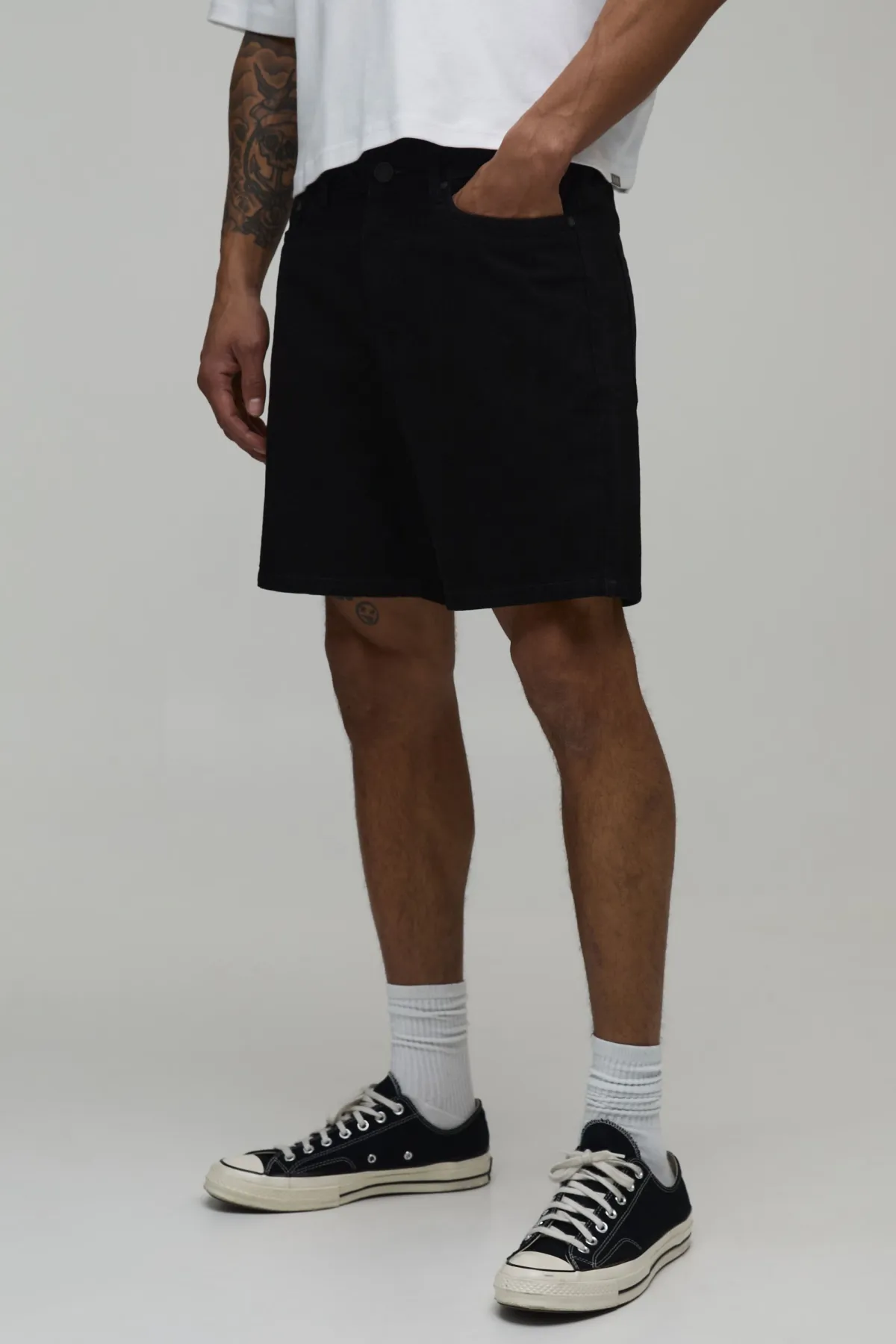 boohooMAN Short En Denim Coupe Ajustée Basique<Homme Denim|Tout Afficher