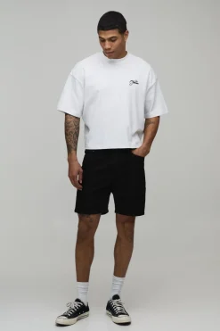 boohooMAN Short En Denim Coupe Ajustée Basique<Homme Denim|Tout Afficher