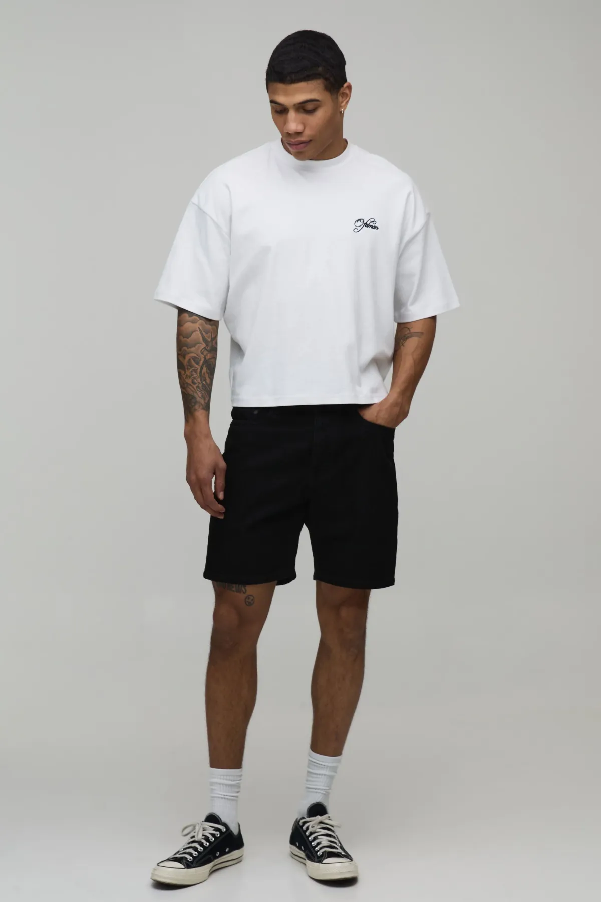 boohooMAN Short En Denim Coupe Ajustée Basique<Homme Denim|Tout Afficher