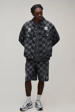 Short En Denim Décontracté Avec Appliqué Badge