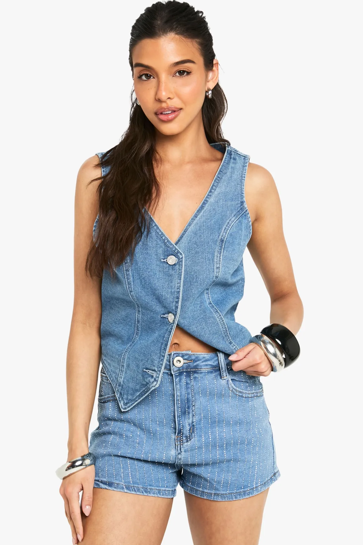 Short en denim Diamonte