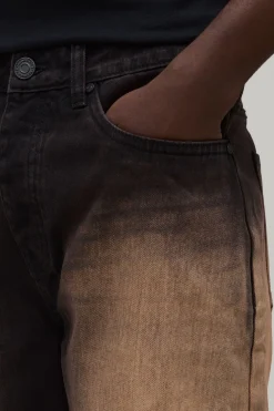 Short En Denim Délavé Coupe Décontractée Rigide