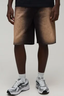 Short En Denim Délavé Coupe Décontractée Rigide