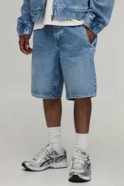 Short En Denim Délavé Coupe Décontractée