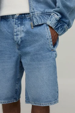 Short En Denim Délavé Coupe Décontractée
