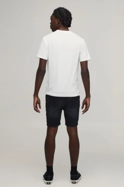 Short En Denim Délavé Déchiré Stretch Coupe Skinny