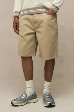 Short En Denim Délavé À La Teinture Coupe Décontractée
