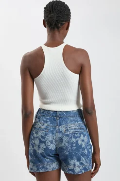 KarenMillen Short En Denim Jacquard<Femme Denim|Shorts