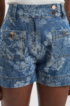 KarenMillen Short En Denim Jacquard<Femme Denim|Shorts
