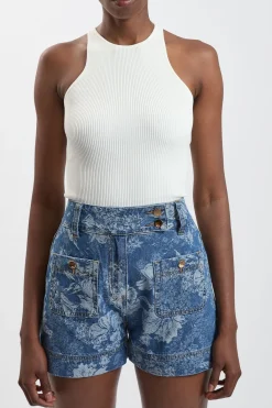 KarenMillen Short En Denim Jacquard<Femme Denim|Shorts